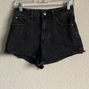 Abercrombie and Fitch The 90s Relaxed Cutoff Shorts Denim Jean Black 25 0